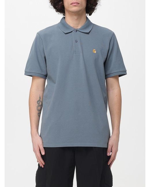Carhartt Blue Cotton Polo Shirt With Logo for men
