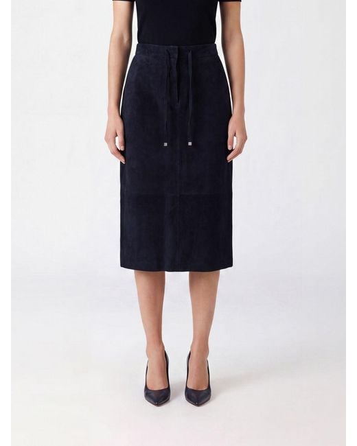 Max Mara Blue A-Line Midi Skirt
