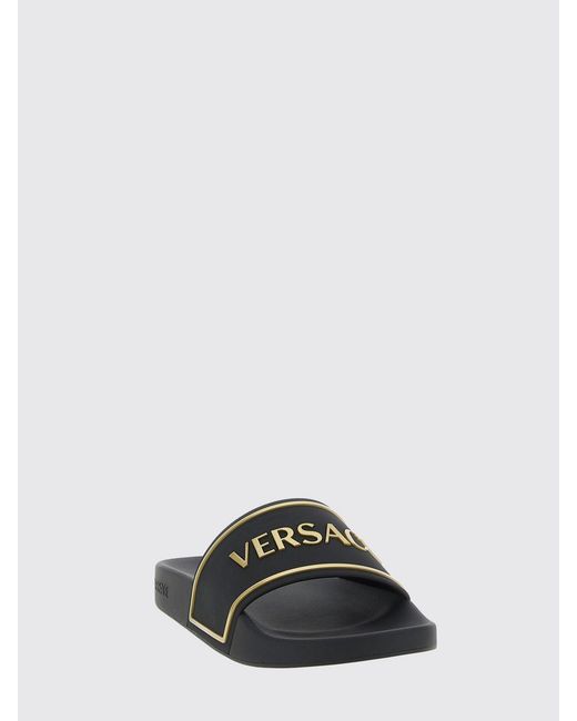 Versace White Rubber Sliders With Logo for men