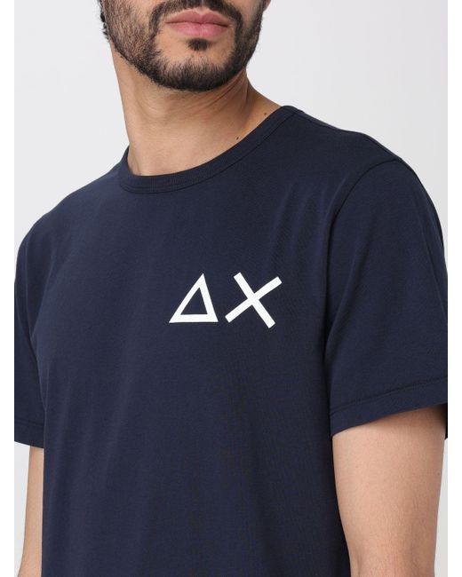 T-shirt in cotone con logo di Sun 68 in Blue da Uomo