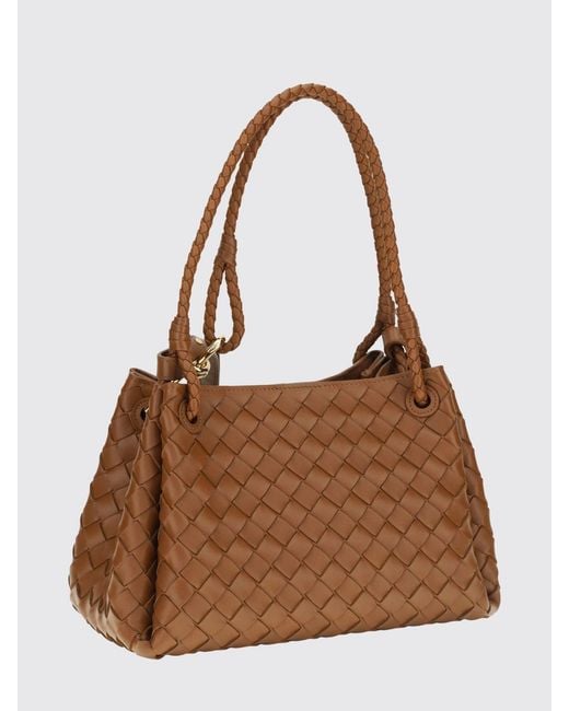 Bottega Veneta Brown Parachute Intrecciato Lambskin Shoulder Bag