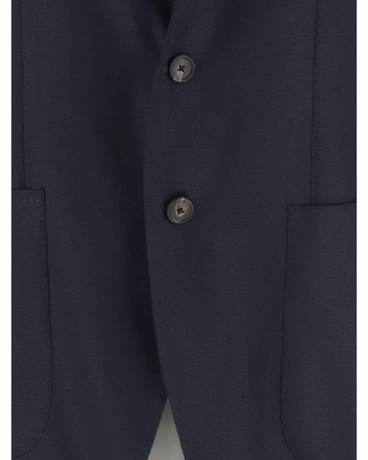 Tagliatore Blue Single Breasted Stretch Virgin Wool Blazer for men