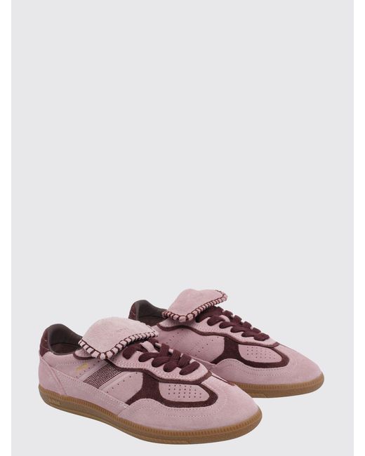 Alohas Pink Tb.490 Two-Tone Suede Sneakers With Laminated Logo