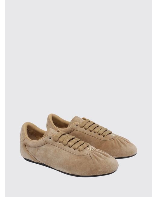 Dolce & Gabbana Natural Dolce &Amp Gabbana Suede Low-Top Sneakers With Embossed Logo