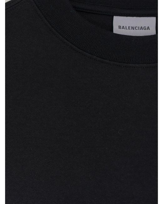 Balenciaga Black Cotton Blend Crop T-Shirts