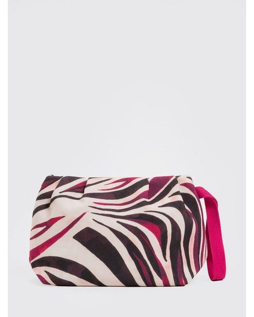 Twinset Red Printed Cotton Canvas Pouch