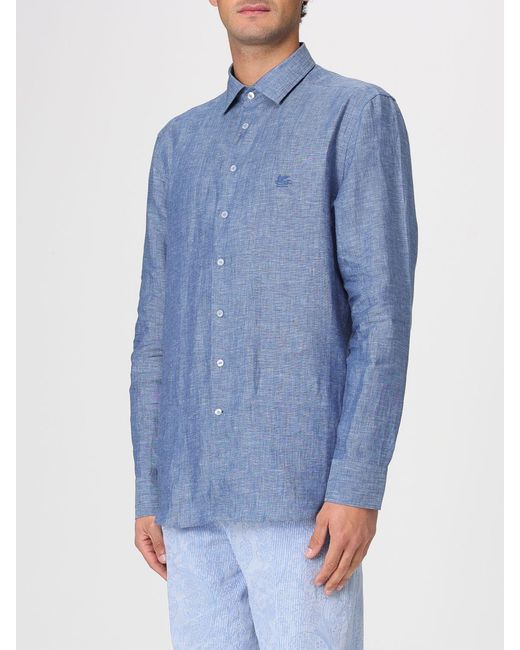 Etro Blue Linen Shirt for men