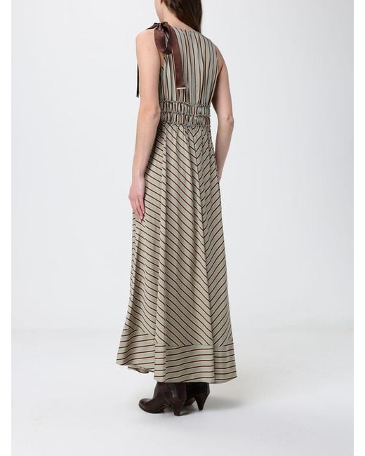 Liu Jo Natural Striped Viscose Blend Midi Dress