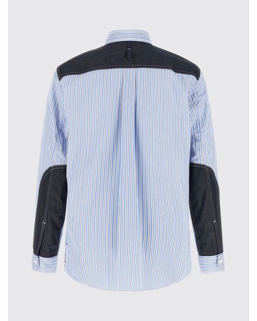 Junya Watanabe Blue Relaxed Fit Patchwork Cotton Shirt With Zip Closure for men