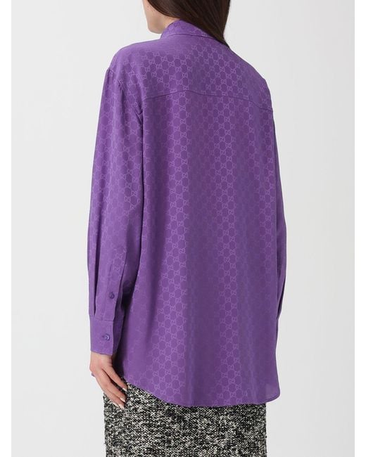Camisa De Seda Con Monograma Gucci de color Purple