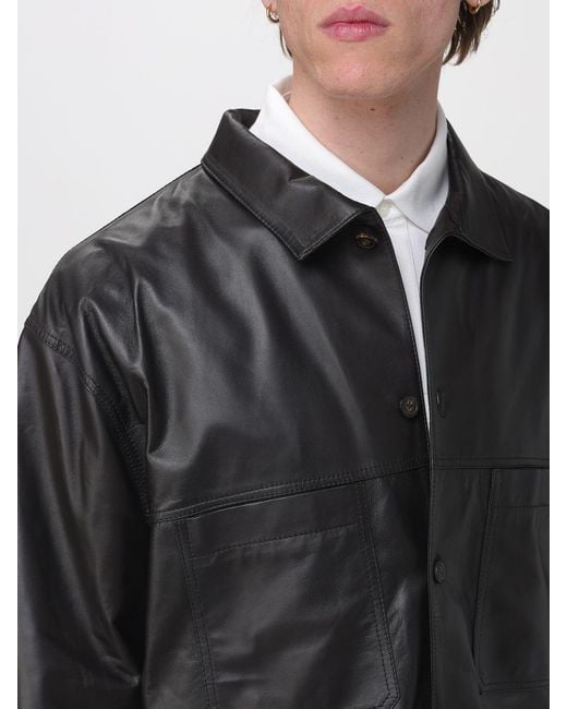 Emporio Armani Black Leather Jacket for men