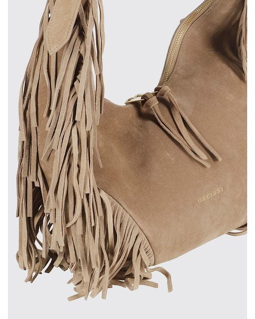 Orciani Natural Isola Fringed Suede Bag