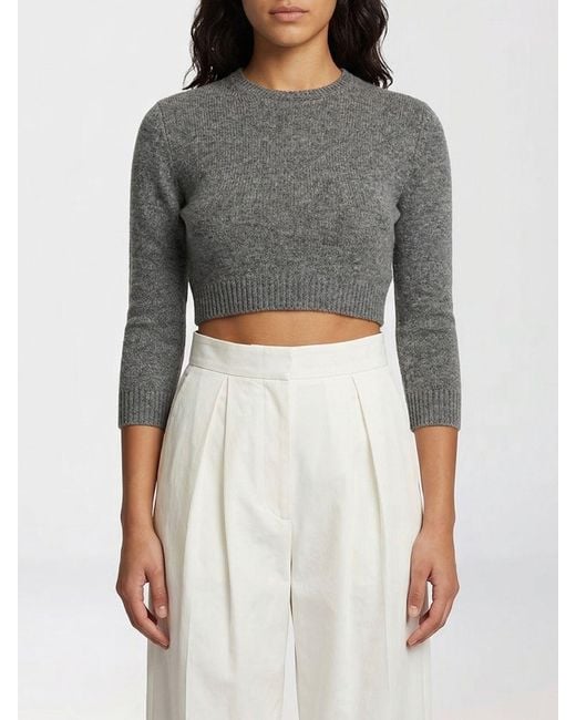 Jil Sander Gray Wool Blend Crop Knit Top