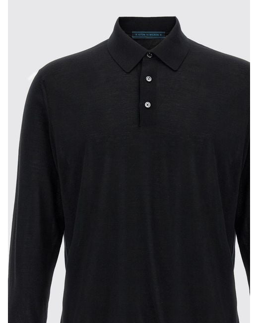 Kiton Blue Wool Knit Polo Shirt for men