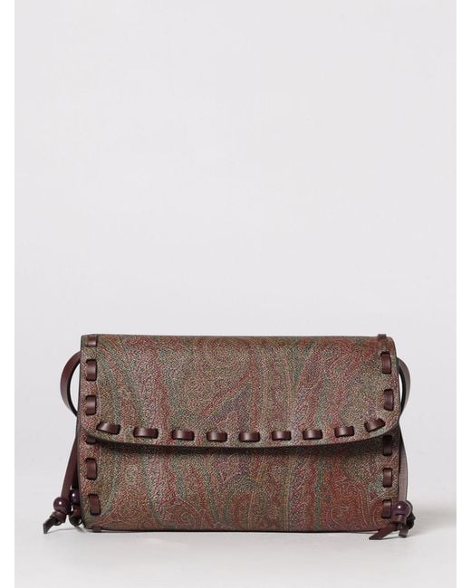 Etro Brown Arnica Coated Cotton Paisley Print Bag