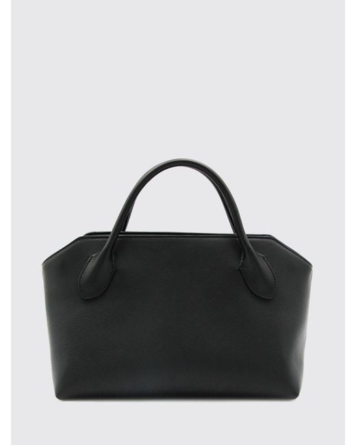 The Row Black Terrasse Grained Leather Double Handle Handbag