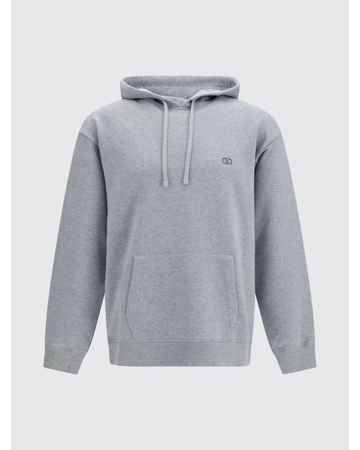 Valentino Garavani Gray Vlogo Embroidered Cotton Hoodie for men