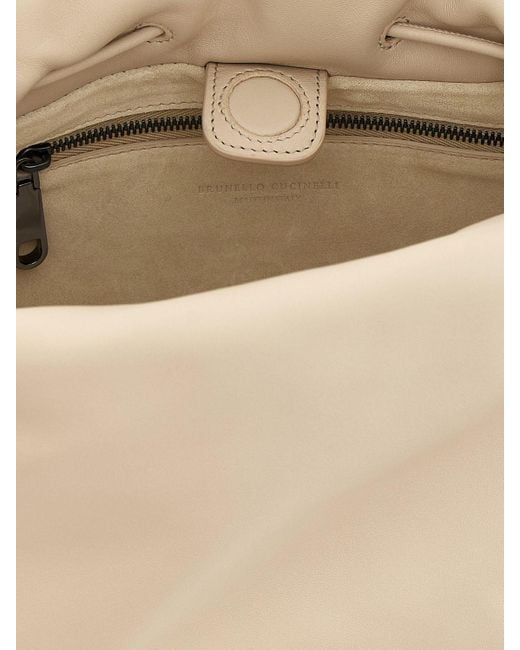 Brunello Cucinelli Natural Schultertasche Damen