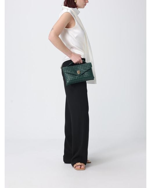 Bottega Veneta Green Knot Lock Woven Leather Bag