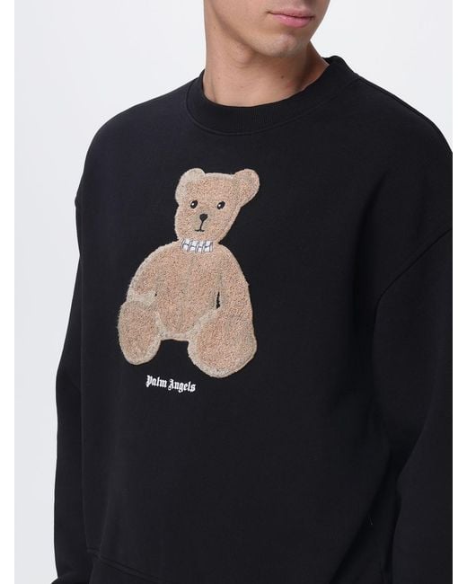 Palm Angels Blue Teddy Bear Cotton Sweatshirt With Embroidery for men