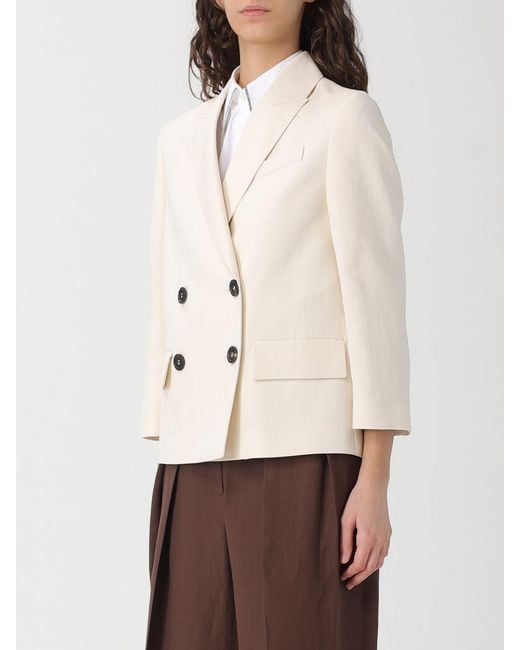 Brunello Cucinelli Natural Double-Breasted Blazer