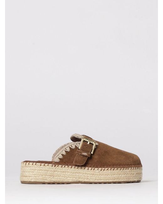 Mou Brown Jute Suede Mules