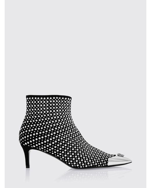 Philipp Plein White Flat Ankle Boots