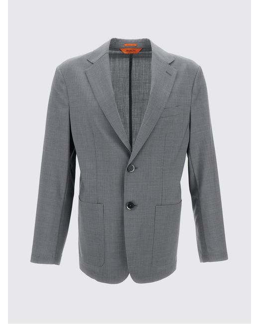 Barena Gray Single-Breasted Virgin Wool Blazer for men