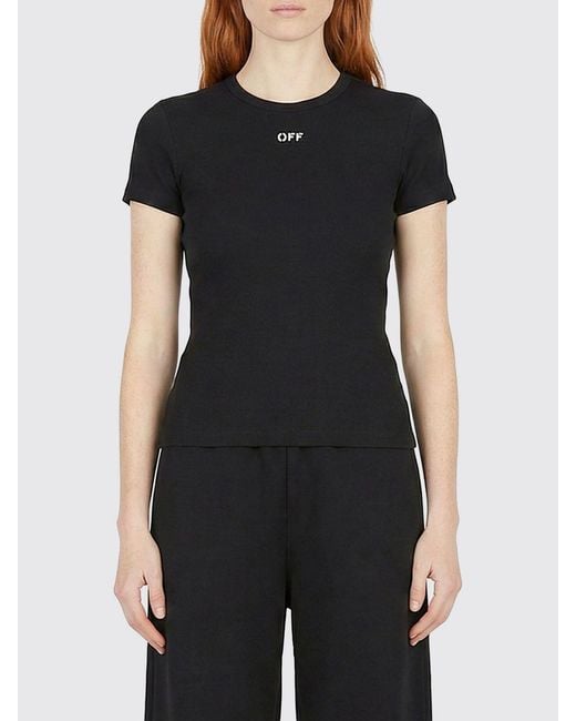 Off-White c/o Virgil Abloh Black Cotton T-Shirts With Logo