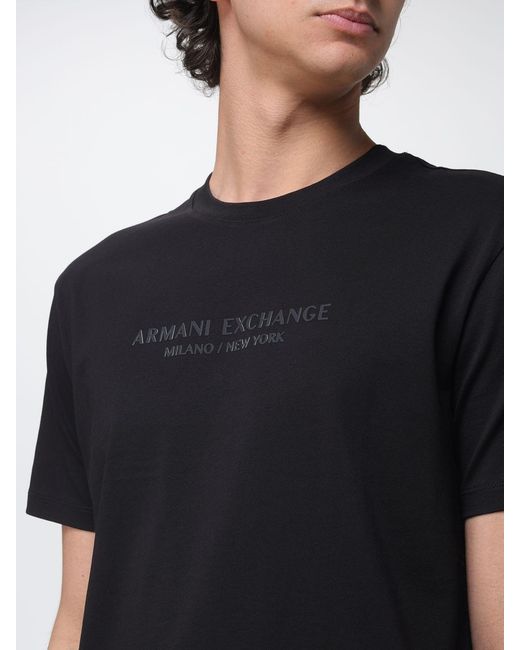 ARMANI EXCHANGE Black Crew Neck T-Shirt With Logo for men