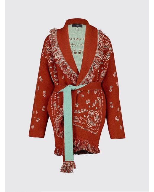 Alanui Red Bandana Pattern Robe Cardigan