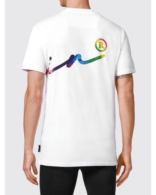 Philipp Plein White Short-Sleeved Jersey T-Shirt With Contrast Logo Print for men