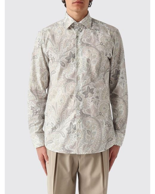 Etro Gray Cotton Paisley Shirt for men