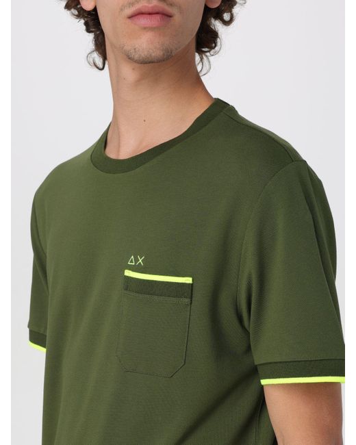 T-shirt in piquet con logo di Sun 68 in Green da Uomo