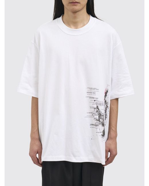 Isabel Benenato White Printed Cotton Crew Neck T-Shirt for men