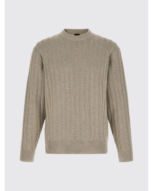 Boss Blue Long-Sleeved Cotton Crewneck Jumper for men