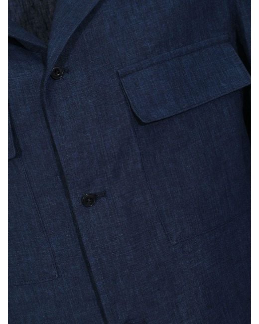 Briglia 1949 Blue Linen Shirt Jacket for men