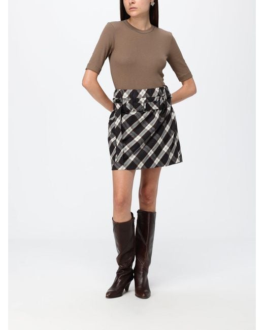 Brunello Cucinelli Black High-Waisted A-Line Check Wool-Blend Mini Skirt