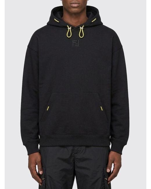 Fendi Black Ff Cotton Hoodie for men