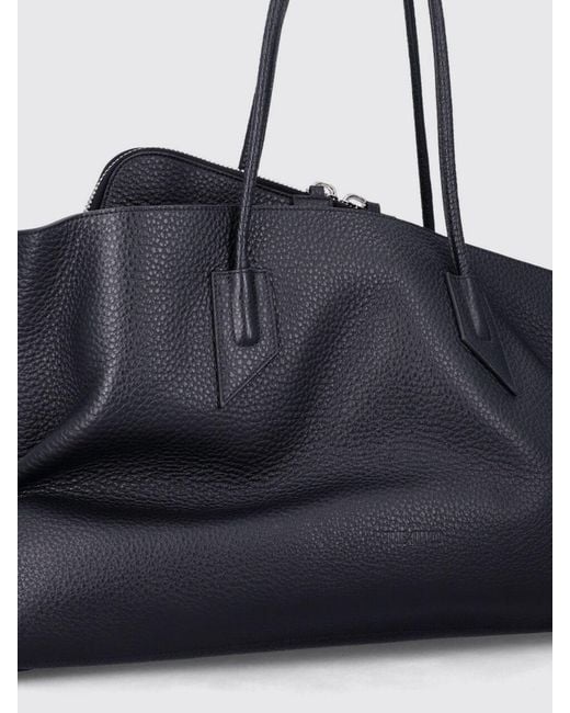 The Attico Blue La Passeggiata Hammered Calfskin Leather Shoulder Bag