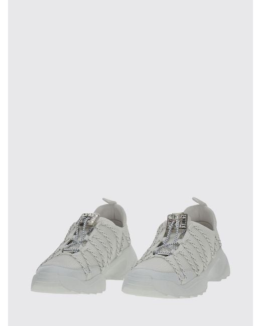 Roger Vivier White Viv' Zag Mesh Sneakers With Jewel Detail