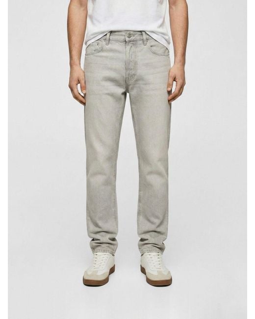 Haikure Gray Cotton Denim Straight Jeans for men