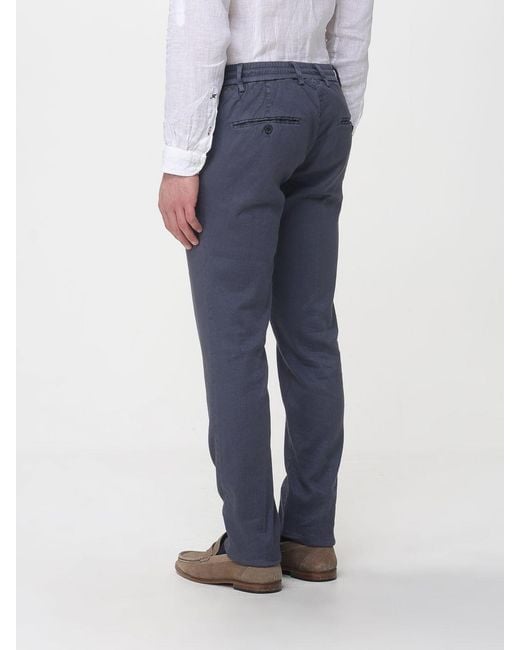 Mason's Blue Linen And Cotton Blend Drawstring Trousers for men
