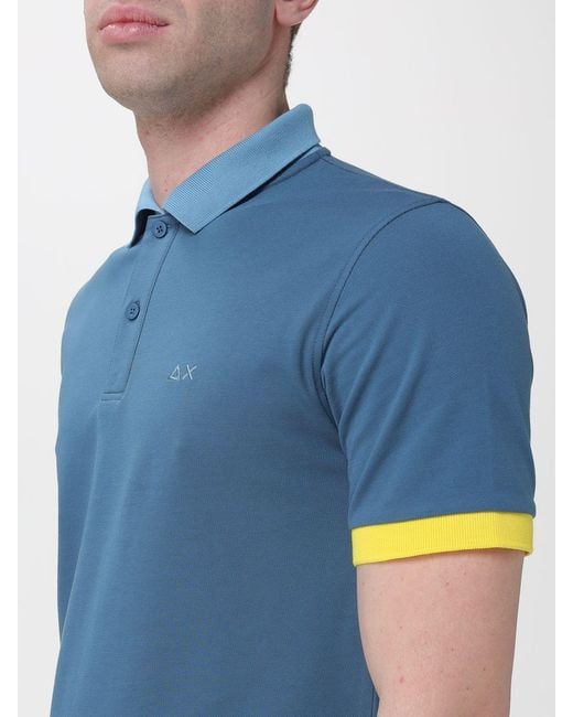 Sun 68 Blue Cotton Polo Shirt for men
