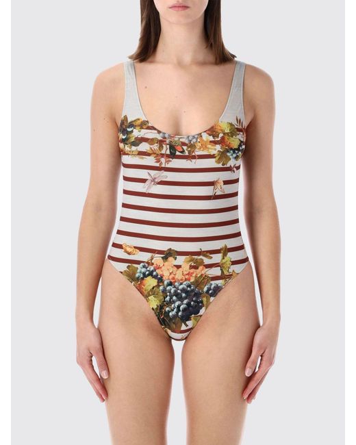 Jean Paul Gaultier Blue Printed Polyester One-Piece Swimsuit
