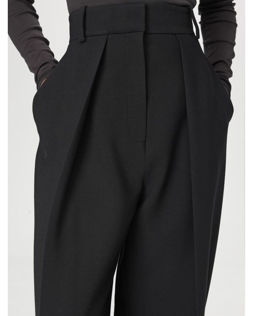 Khaite Black Highwaisted Pleated Wideleg Trousers