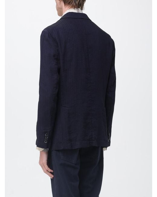 Barena Blue Linen Blend Single Breasted Blazer for men