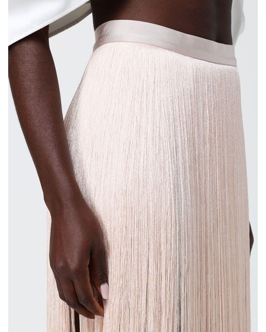 Elisabetta Franchi Pink Fringed Midi Skirt