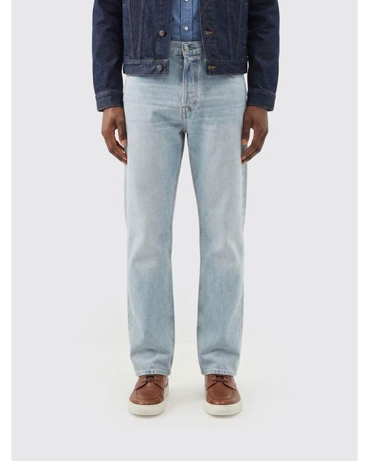 Haikure Blue Cotton Denim Straight Jeans for men