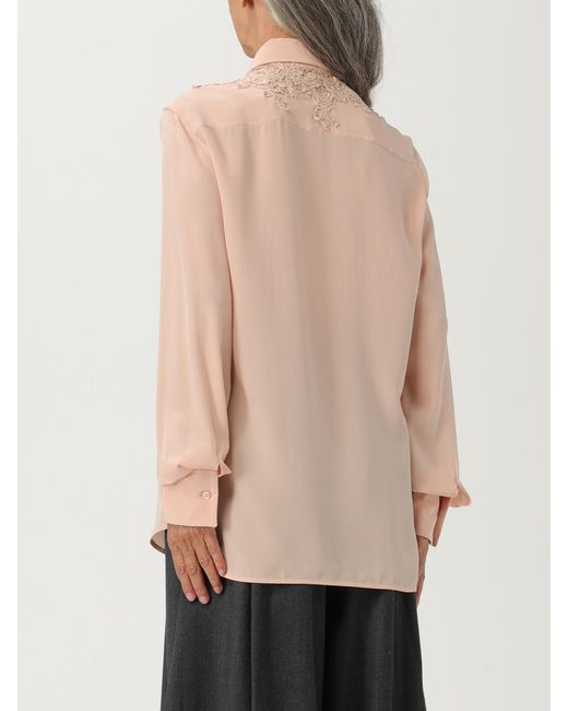 Ermanno Scervino Natural Silk Shirt By With Lace Inserts